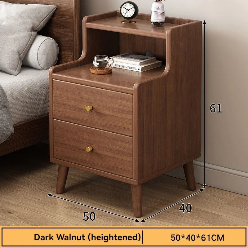 Bedside cabinet, household small bedroom storage, narrow cabinet, mini storage shelf, solid wood color, multi-purpose storage Good Vibrations