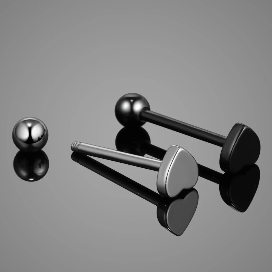 1PC Stainless Steel Heart Shaped Tongue Ring Barbell Tongue Piercing Cute Bar Ear Tragus Studs Nipple Bar Piercing Body Jewelry Good Vibrations