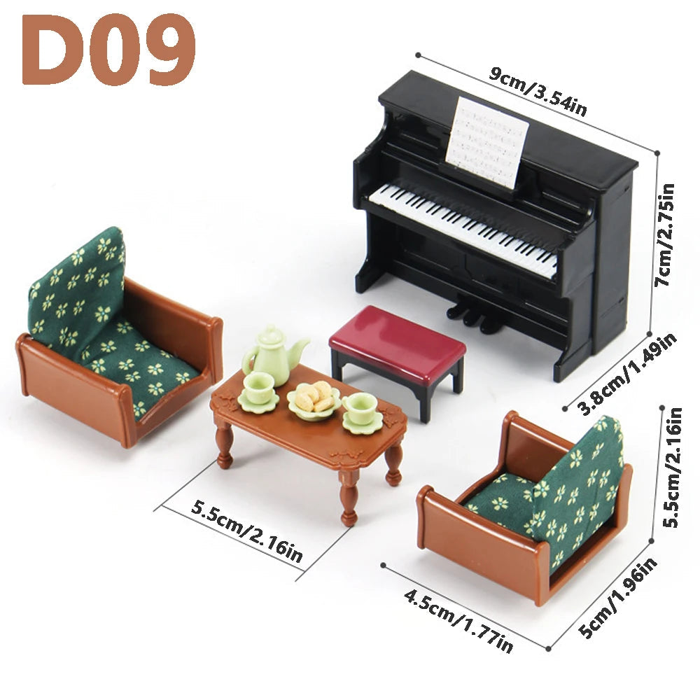 1:12 Miniature Furniture Forest Family Kitchen Toy Dining Table Dollhouse Accessories Bathroom Pretend Play For Girl Gifts Toys Good Vibrations