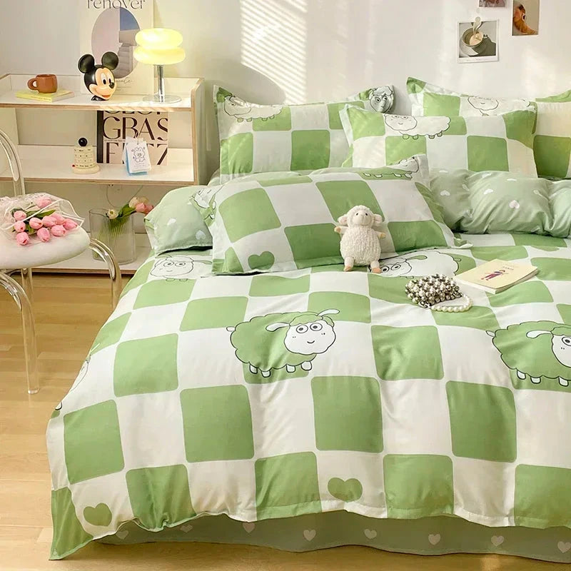 Bedding Set for Girl Boy Bedroom KIDS Modern Comforter Duvet Cover Flat Sheet Pillowcase  Home Textile Soft Bed Linen Good Vibrations