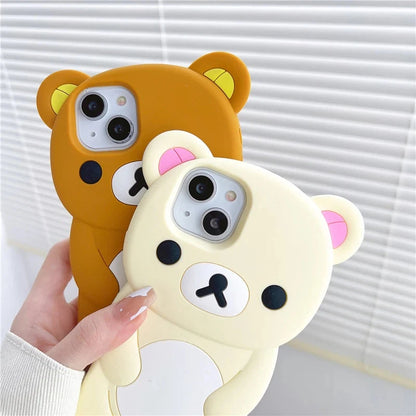 Rilakkuma Bear Silicone Soft Cover Case For iPhone 17 16 15 14 13 12 11 Pro Max mini Plus Xs XR 6 7 8 Plus Good Vibrations