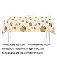 Cartoon Capybara Birthday Party Decoration Disposable Tableware Cup Plate Napkins Tablecloth Banner Baby Shower Party Supplies Good Vibrations