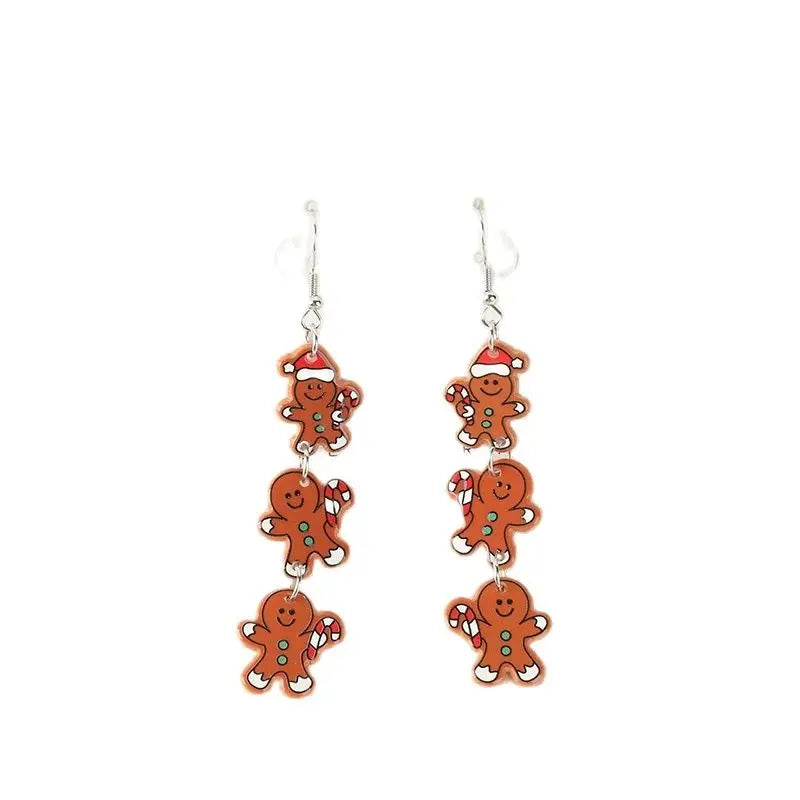 1Pair Christmas Woman Drop Earrings Acrylic Santa Claus Elk Gingerbread Man For Girl Birthday Festival Gift Good Vibrations