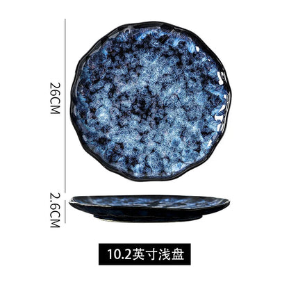 Creative Kiln-Change Bowl and Plate Tableware Home Retro Ceramic Tableware Hotel Dish Plate Rice Bowl Set Home Fish Plate Good Vibrations