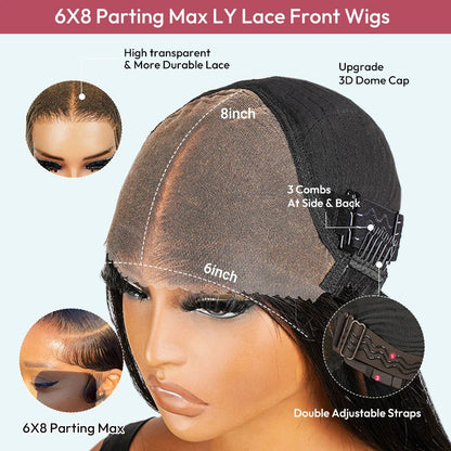 WestKiss Side Part Glueless Layered Cut Human Hair Wig RTG Body Wave 6x8 Lace Closure Wig Pre Plucked Pre Cut Pre Bleached Good Vibrations