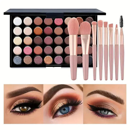 40 color eyeshadow palette with nude shimmer matte shades and makeup brushes for versatile eye looks