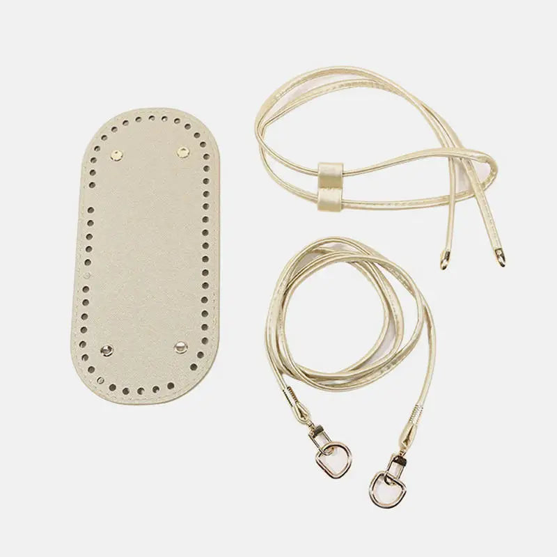 3Pcs DIY Purse Making Kit with Chain PU Leather Bucket Bag Base & Shoulder Strap Crochet Handbag Accessories ﻿ Good Vibrations