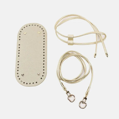 3Pcs DIY Purse Making Kit with Chain PU Leather Bucket Bag Base & Shoulder Strap Crochet Handbag Accessories ﻿ Good Vibrations