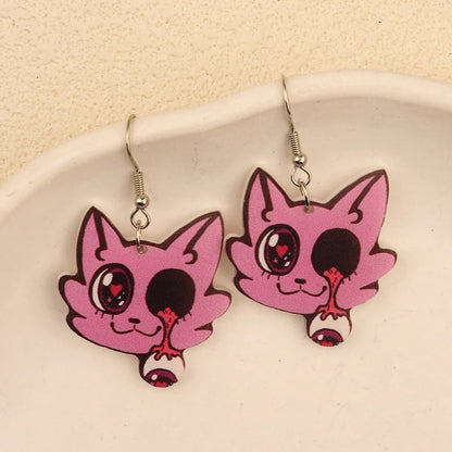 Halloween Dangle Earring With Cartoon Ghost Skeleton Coffin Clown Design Adorable Halloween Women Gift Good Vibrations