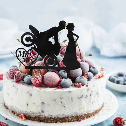 Bride Groom Cake Topper Motorcycle Wedding Cake Toppers Cycling Cake Decoration Motorcycle Cake Decorations Bride Groom Cake Good Vibrations