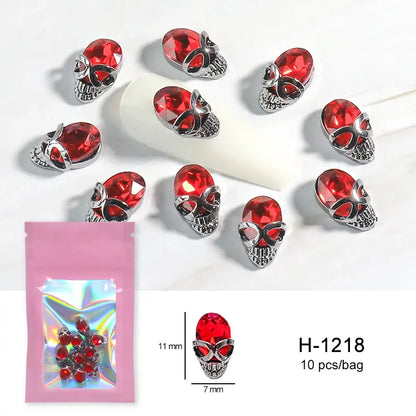 Halloween Alloy Nail Art Charms 3D Ghost Skull Pumpkin Golden Silver Classic Nails Jewelry Ornaments DIY Manicure Accessories Good Vibrations