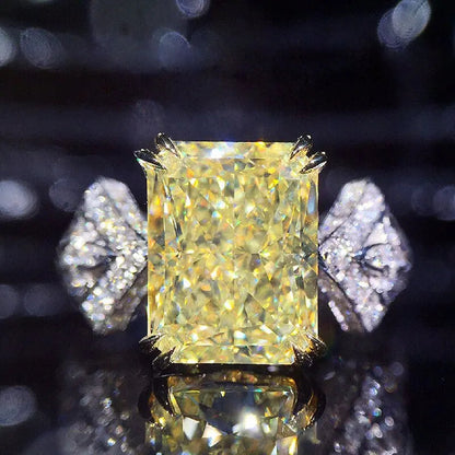 Elegant Yellow Water Drop Shaped Crystal Rhinestone Zircon Ladies Ring for Women Party Wedding Engagement Jewelry Size 6-10 Good Vibrations