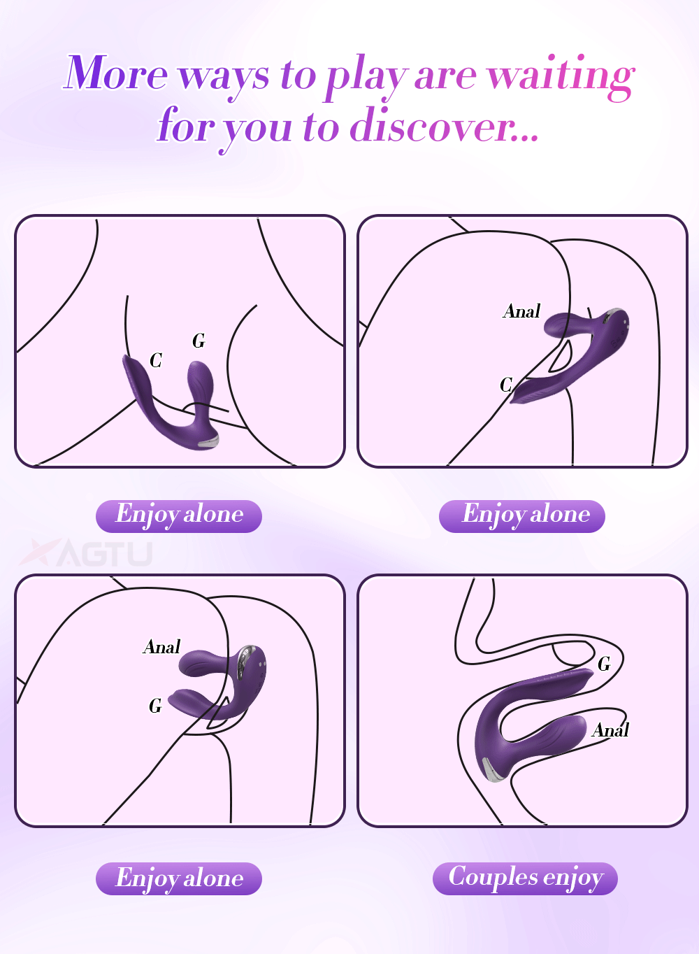 Women Dual Clit Stimulator Ended Vagina Anal Vibrator Female Masturbator Sex Toy