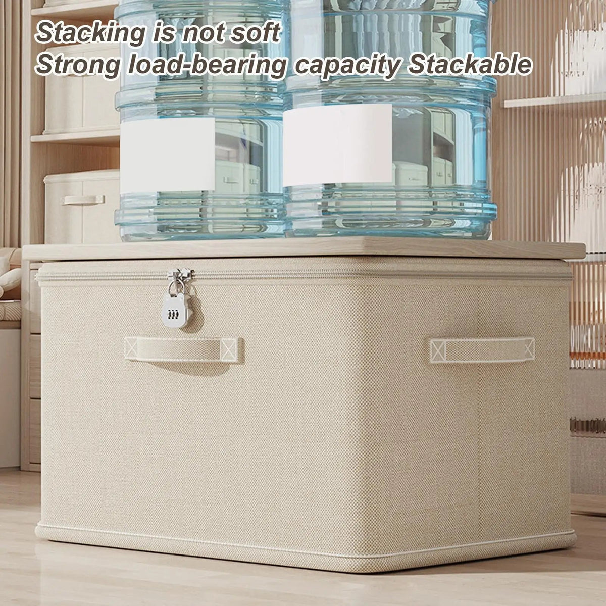 Large Storage Box with Lock Stackable Storage Container Secure with Handle Locking Organizing Bin Washable Shelf Baskets for Good Vibrations