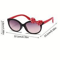Cute Bow Decorated Sunglasses Round Frame UV400 Kids Eyewear Shades Sun Protection Princess Sunglasses for Party Travel Vocation Good Vibrations