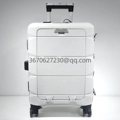 Travel Durable PP Trolley Suitcase Rolling Hard Shell Spinner Luggage Set with Front Opening Laptop Mobile Cup Holder Good Vibrations