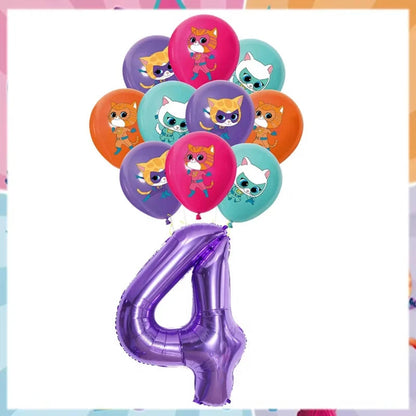 Cartoon Superkitties Birthday Party Decorations Balloons Disposable Tableware Set Paper Plates Banner for Baby Shower Kids Gifts Good Vibrations