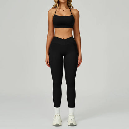 2 Pieces Yoga Set Women Tracksuits Sport Bras Workout Tops Yoga Clothes Fitness Leggings Flared Pant Gym Set Seamless Yoga Suit Good Vibrations