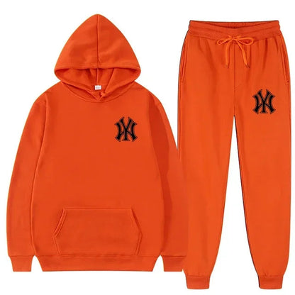 Men's running and fitness fashion casual sportswear set for autumn and winter, hooded sweatshirt + jogging pants two-piece set Good Vibrations