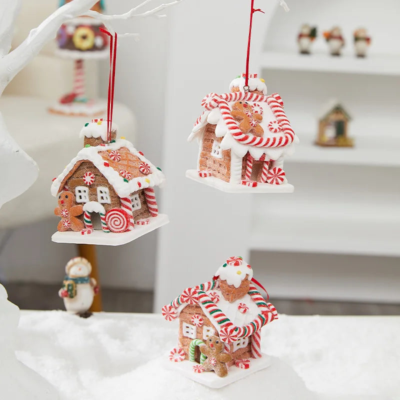 Gingerbread House Tree Topper Light Up Mini Gingerbread House Ornaments Soft Clay Fairy Tale Candy House For Christmas Tree Good Vibrations