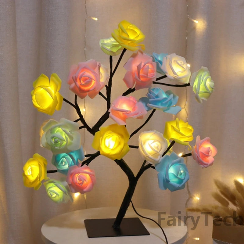 LED Rose Flower Table Lamp USB Christmas Tree Fairy Lights Night Lights Home Party Wedding Bedroom Decoration Mother's Day Gift Good Vibrations