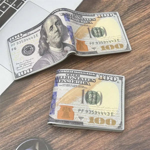 Men's Wallets with 100 US Dollar Pattern Male Leather Wallet with Card Holder Coin Pocket Purse Cartera Hombre Good Vibrations