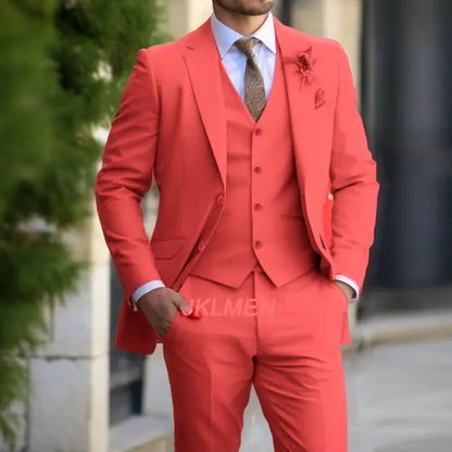 Classic Men Suit 3 Pieces Fashion Slim Fit Blazer Vest Pants Set Formal Business Wedding Tuxedos for Men Casual Clothing Good Vibrations