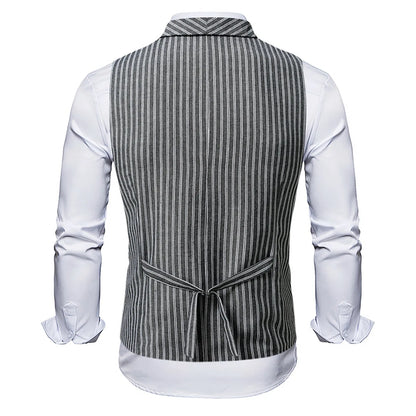 2025 Men's Spring Casual Single Button Suit Vest V Neck New Style  British Men's Suit Vest Waistcoat Formal Business Suit Vest