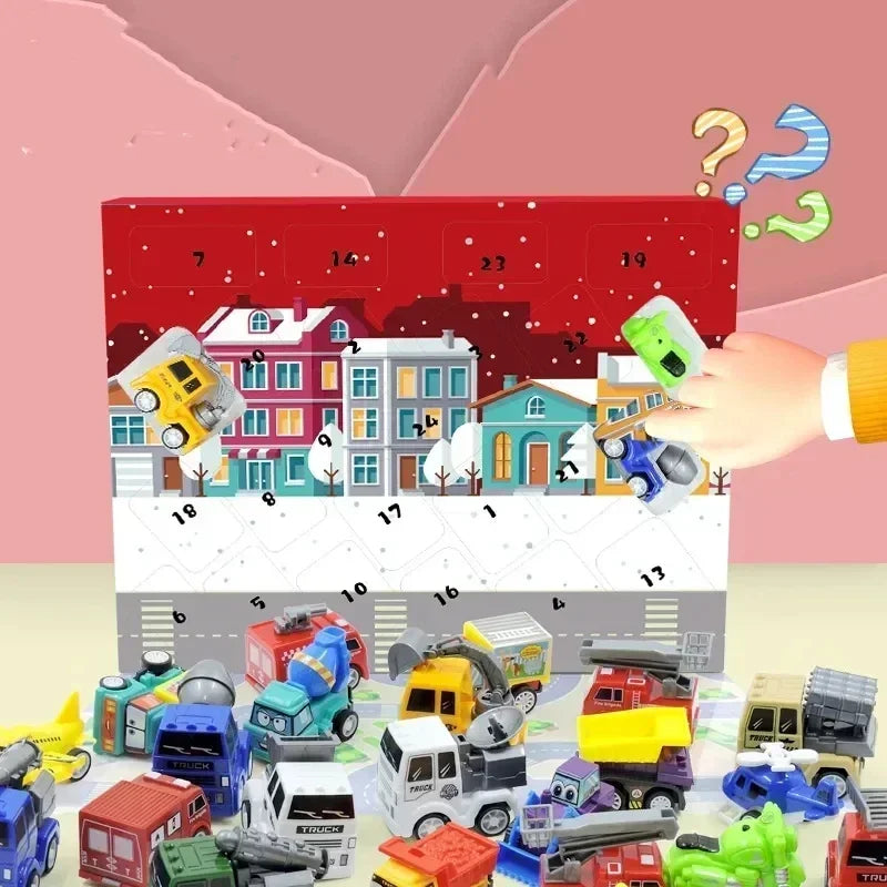Christmas Advent Calendar Car Toys Military Engineering Fire Truck Car 24 Days Countdown Calendar Gift Box for Kids Xmas Gift Good Vibrations