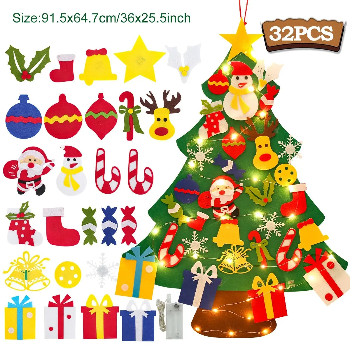 Kids DIY Felt Christmas Tree Merry Christmas Decorations For Home 2025 Christmas Ornaments Navidad 2026 New Year Gifts Xmas Tree Good Vibrations