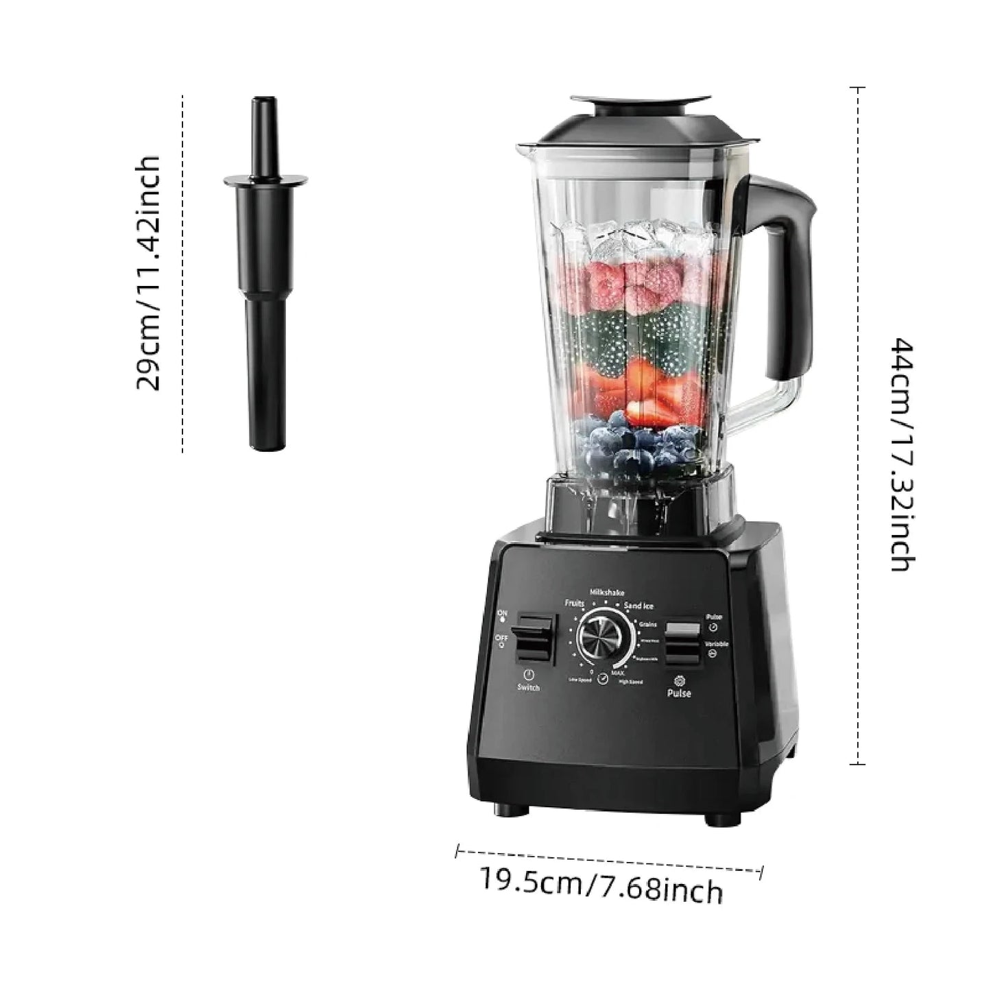 500W Heavy Duty Commercial Blender Stationary Mixer Ice Smoothies Appliances for Kitchen Professional High Power Food Processor Good Vibrations