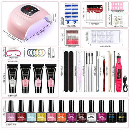 LIMEGIRL Gel Nail Polish Kit UV Soak Gel Base Coat Polishing Tool with LED Light and Nail Drill Semi-Permanent Gel Varnish Kit Good Vibrations