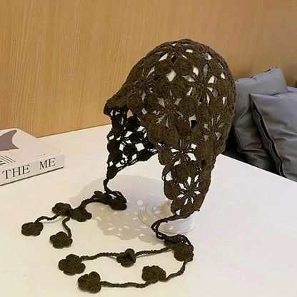 Knitted Hats Handmade Hollowed Knit Cap Literary Fisherman's Hat Crocheted Hat Ethnic Baotou Cap Cotton Pullover Hat Breathable Good Vibrations