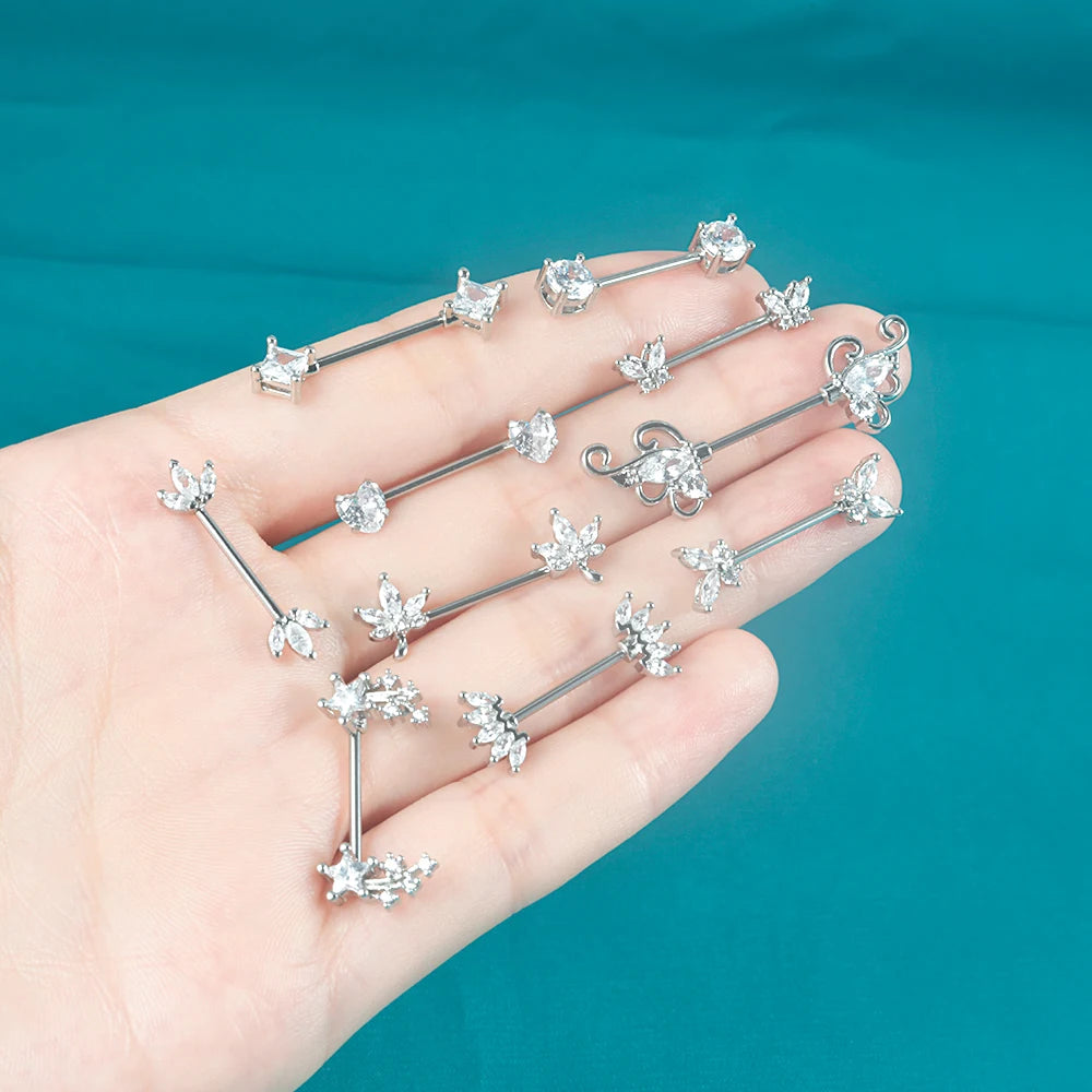 1pair Nipple Piercing Stainless Steel Nipple Rings CZ Butterfly Heart Nipple Barbell For Women Girls 16G Body Piercing Jewelry Good Vibrations