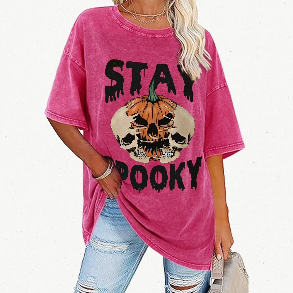 Neutral Style Retro Outfit T-Shirt Pure Cotton High Quality Pumpkin Letter Graphic Printing Fashion Trend Loose Short Sleeves Good Vibrations