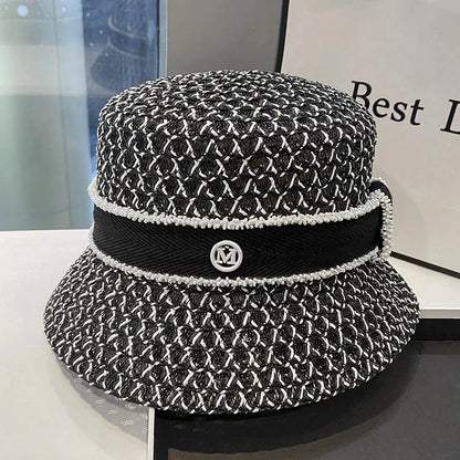 Korean  Breathable Hollow Fisherman Hat, Personalized Basin Hat, Fashionable Diamond Bucket Hat for Women's Summer Outings Good Vibrations