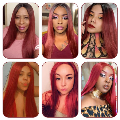 Sleek Lace Human Hair Wigs For Women Straight Bob Brazilian Hair Wigs Long Brown Red Colored T Part Lace Wigs Real Woman Wigs Good Vibrations
