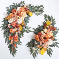 Yannew Burnt Orange Rustic Wedding Arch Flowers White Swag Drape Kit for Wedding Ceremony Reception Backdrop Floral Decoration Good Vibrations