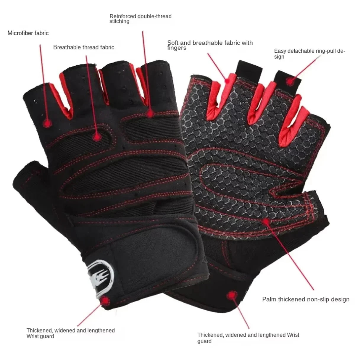 Men's Fitness Gloves Women's Fitness Weightlifting Wristband Gloves Fitness Training Sports Exercise Mountaineering Gloves Good Vibrations