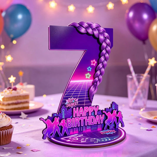 purple disco Music Dance Party Supplies，purple Birthday Centerpiece for Party Decor Wooden Table Photo Prop Number Sign Good Vibrations