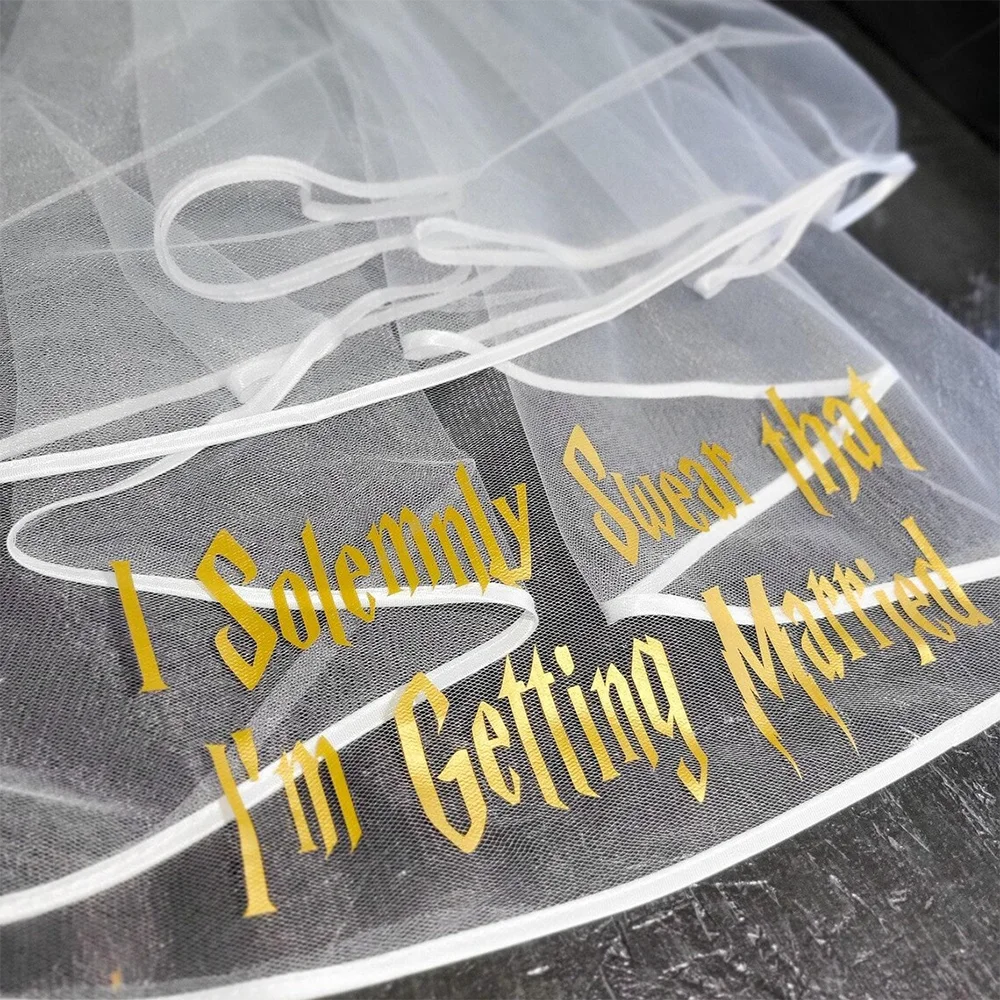 I Solemnly Swear I’m Getting Married Gothic Veil Personalised Future Mrs. Bachelorette Accessory Bride To Be Gift Wedding Decor Good Vibrations