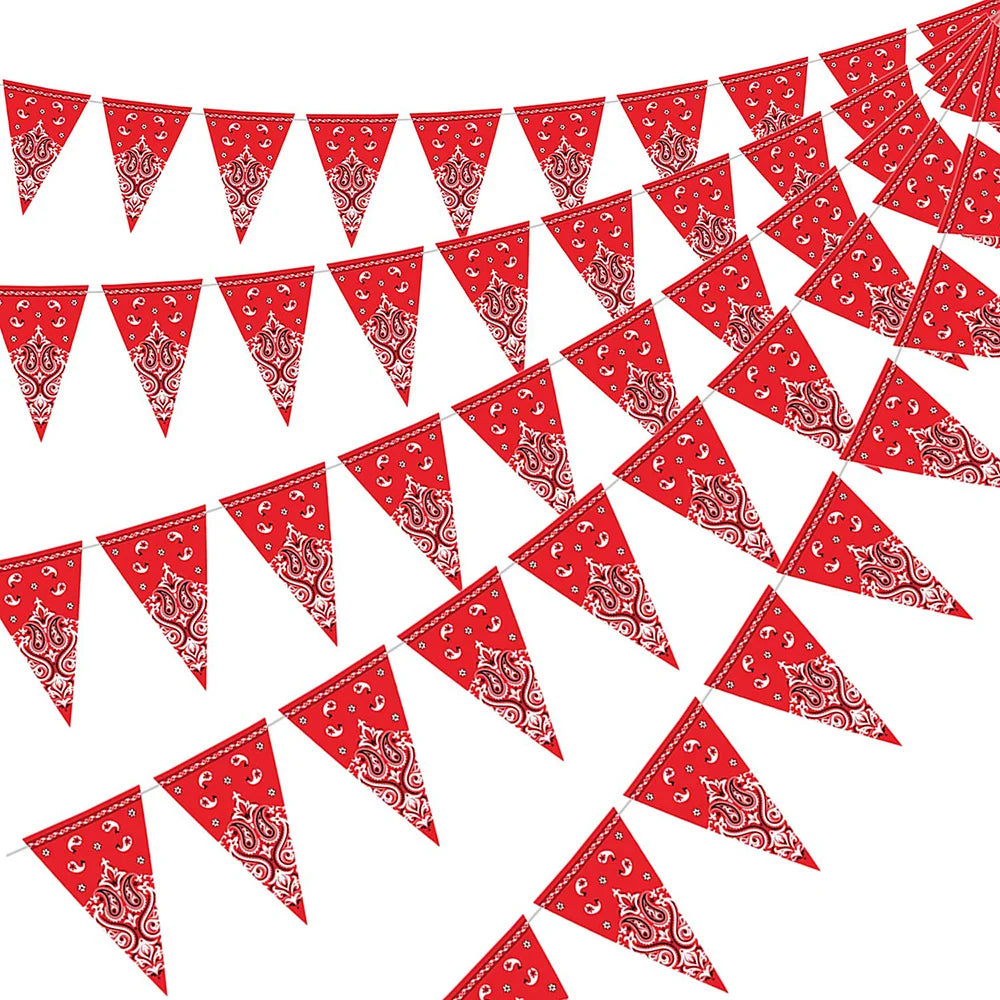 Western Cowboy Party Decorations 3 m Bandana Pennant Banner Wild West Decor Western Cowboy Themed Country Party Decor Supplies Good Vibrations