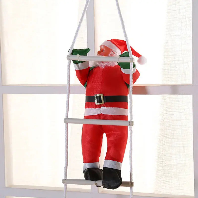 Christmas home Decoration Xmas Gift 2024 Navidad Santa Claus Climbing on Rope Ladder Xmas Trees Pendant Hanging Ornament Good Vibrations