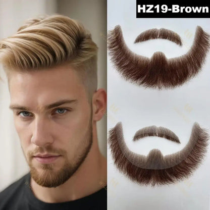 Wigundle Man's Beard Hand Made Real Hair Fake Beard Mustache Fancy Synthetic Invisible for Makeup Fake Hair Cospaly Party Tools Good Vibrations