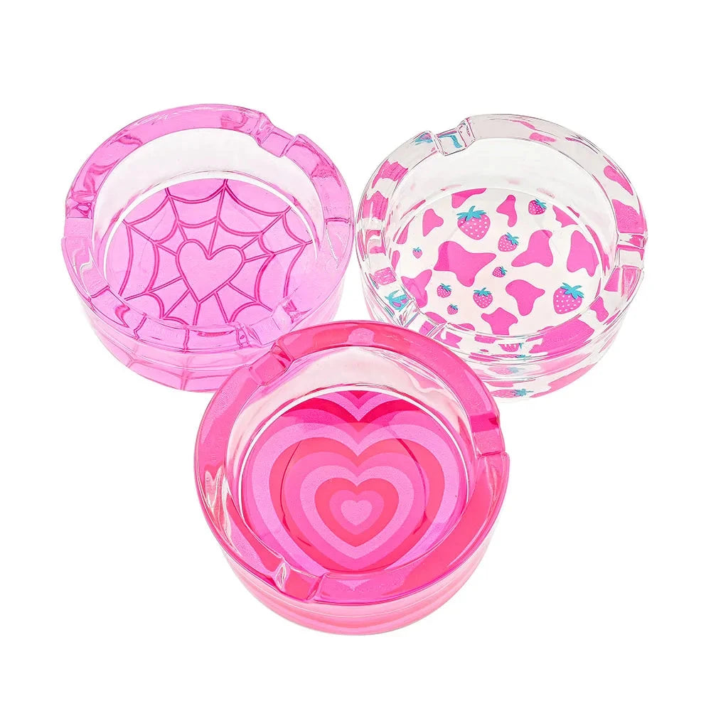 Glass Round Ashtray for Cigarettes, Portable Decorative Modern Ashtray for Home Office Indoor Outdoor Patio Use Good Vibrations Adult Super Store