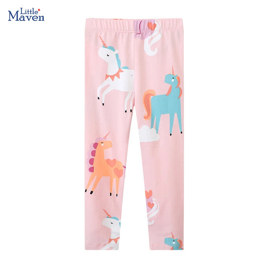 Little maven Baby Girls Leggings Pants Cotton Trousers Toddler Kids Clothes Cartoon Pink Unicorn Children's Clothing Autumn Good Vibrations