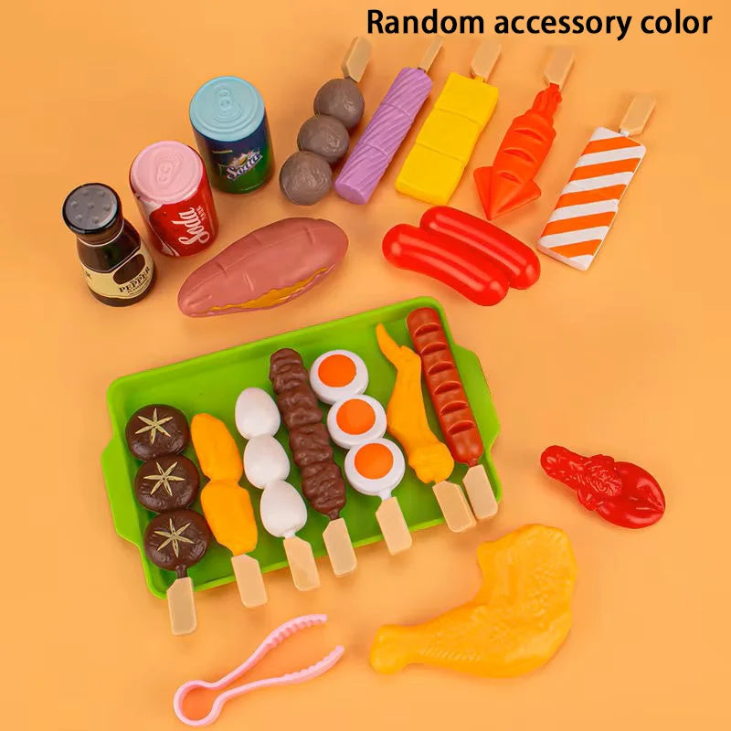 Baby Dress Up Kitchen Toys BBQ Set Kids Simulated BBQ Cookware Cooking Simulated Food Cosplay Educational Gift Toys Good Vibrations