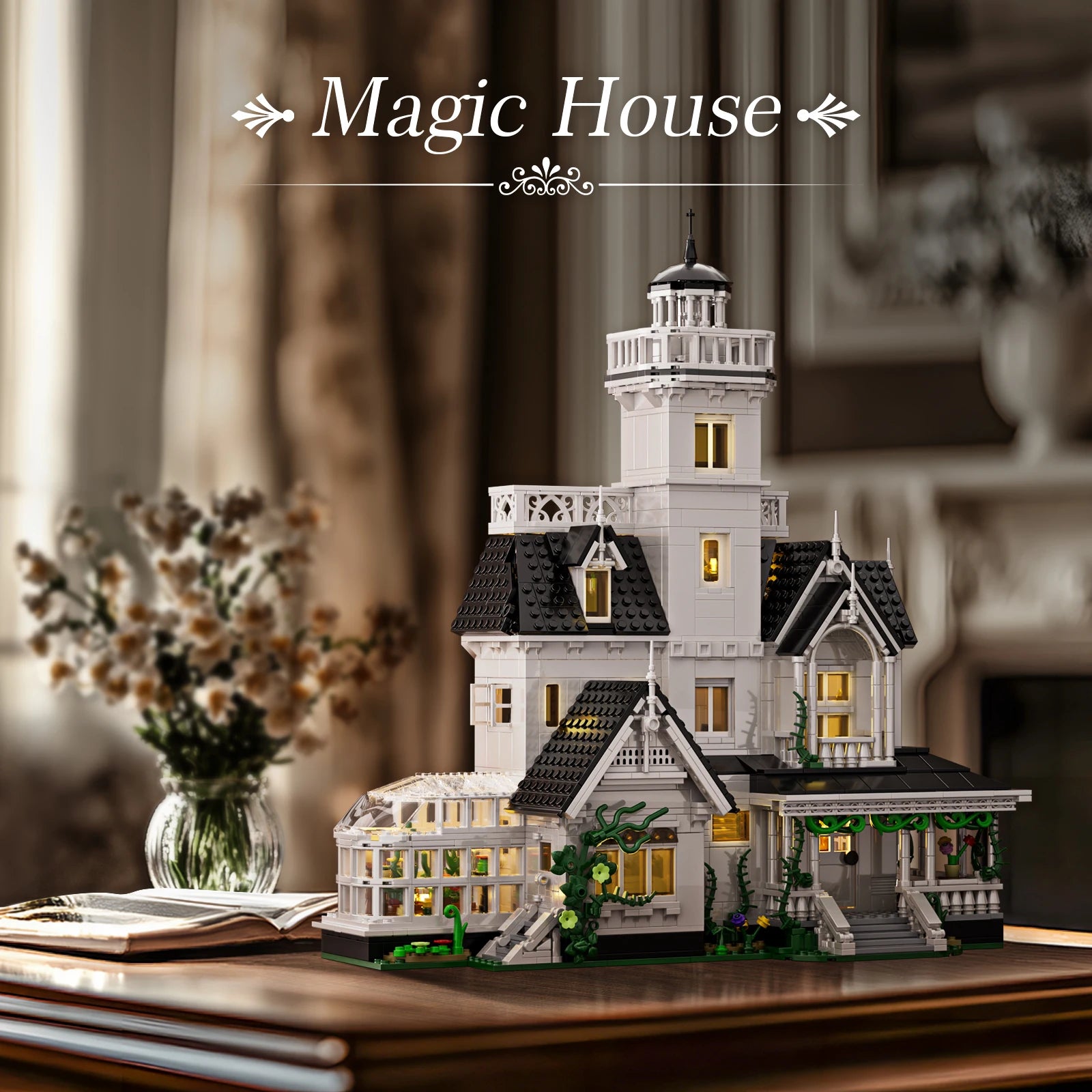 1877 Pcs Magic House Blocks Set Owens House Building Set Creator Architecture Model Home Office Decor Gift for Adults Good Vibrations