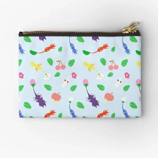 Cute Pikmin Pattern Blue  Zipper Pouches Women Key Socks Underwear Pure Men Packaging Coin Panties Storage Wallet Cosmetic Money Good Vibrations