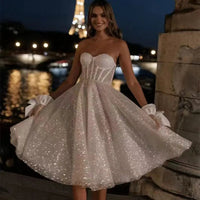 Wholesale Short Wedding Dresses White Flowers Sleeveless Vestidos De Novia Vestidos Sweetheart Customsize Good Vibrations